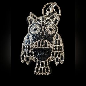 Rhinestone Owl Bag Charm / Keychain with Tassel